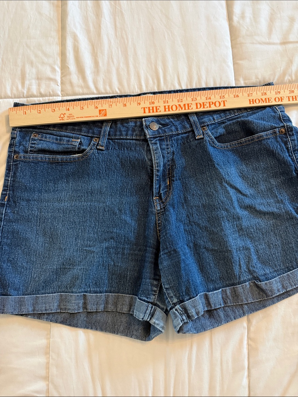 Levi's Dark Blue Cuffed Denim Shorts - Picture 3 of 9